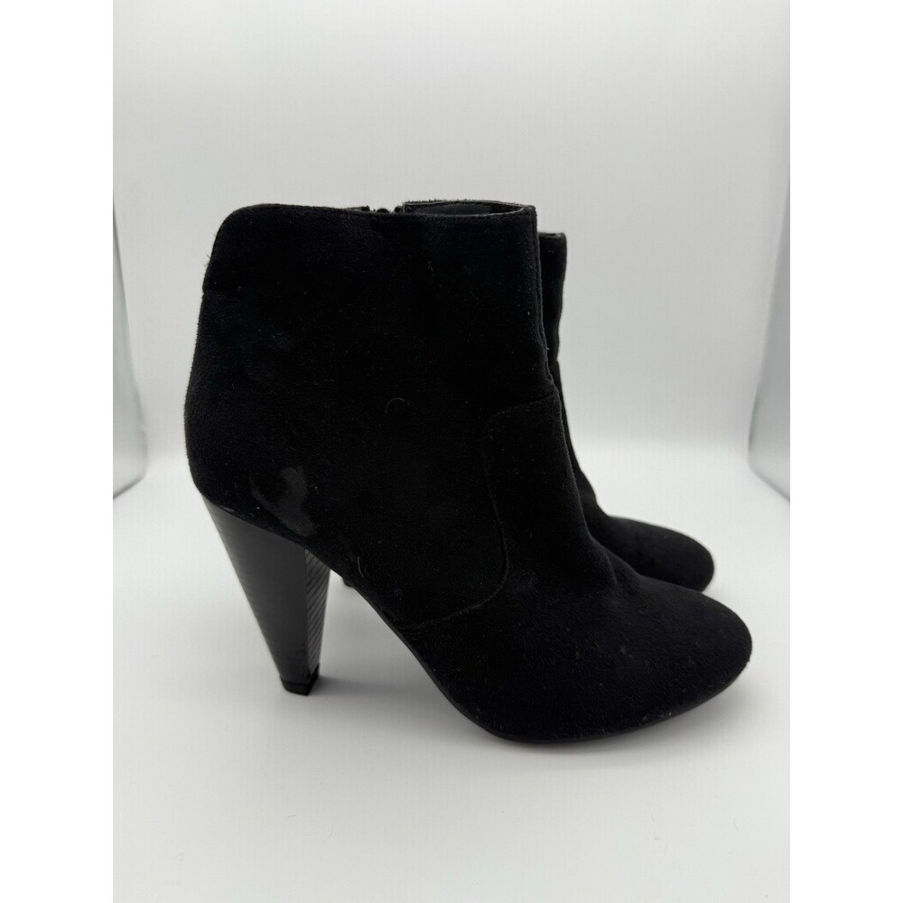 Diba Suede Ankle Boots Womens 6.5 Black Side Zip Work Travel Whimsigoth Minimal
